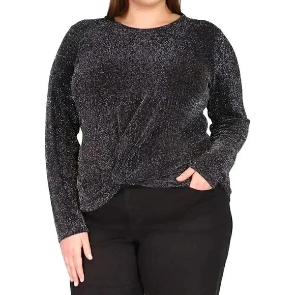 MICHAEL KORS PLUS SIZE TWIST-HEM SHIMMER TO BLACKSILVER - Picture 1 of 4